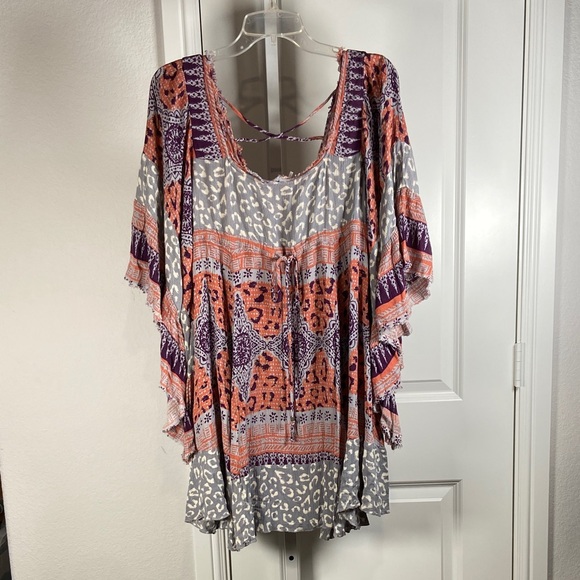 Free People Dresses & Skirts - Free People Bohemian flare sleeve Multicolor Women's dress S